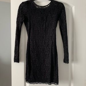 Express black lace open back dress